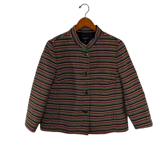 Talbots Colorful Striped Blazer Jacket Mock Collar Button Up 14P Career Business - Picture 1 of 6